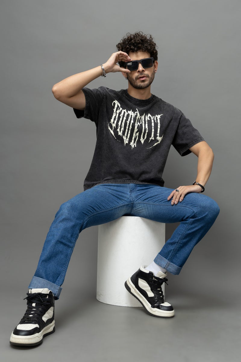 Go Devil Printed Dark Grey T-Shirt for Men - Image 4